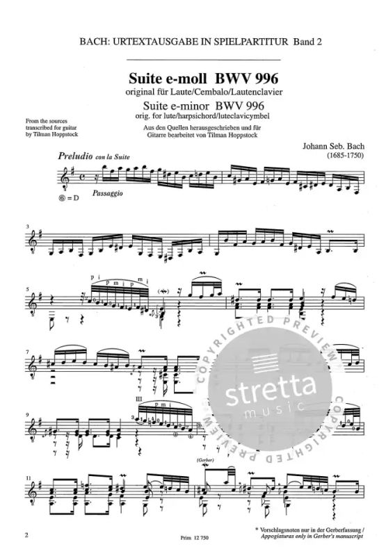 Johann Sebastian Bach - Suite e-moll BWV 996