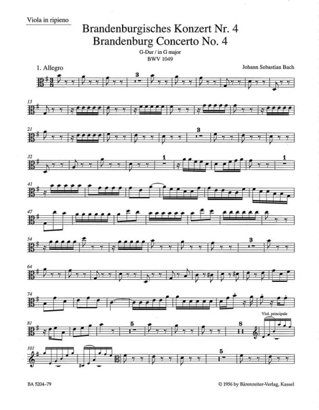 Johann Sebastian Bach - Brandenburgisches Konzert Nr. 4 G-Dur BWV 1049