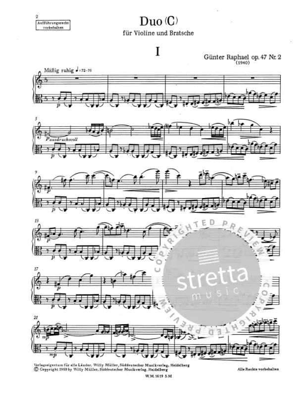 Günter Raphael: Duo (1940) C-Dur op. 47,2 (1)