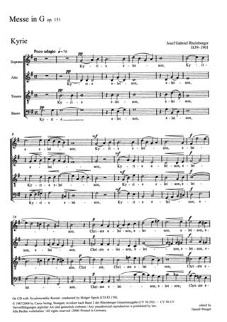 Josef Rheinberger - Missa St. Crucis in G G-Dur op. 151 (1882)