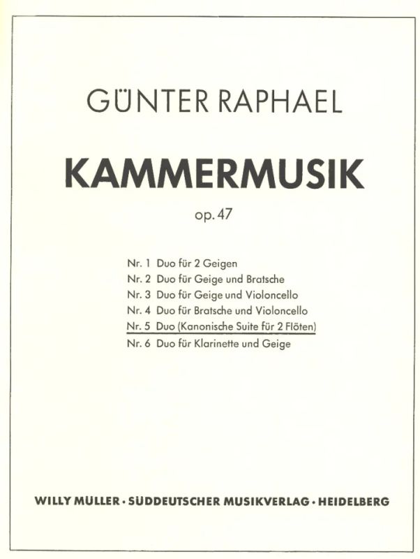 Günter Raphael - Duo "Kanonische Suite" für zwei Flöten Nr. 5 op. 47