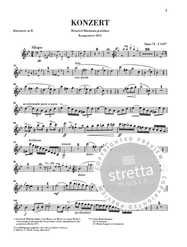 Carl Maria von Weber - Concerto pour clarinette n° 1 en fa mineur op. 73