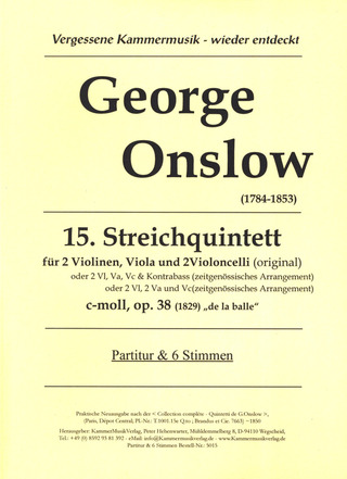 George Onslow - Quintett 15 C-Moll Op 38 (De La Balle - Kugel)