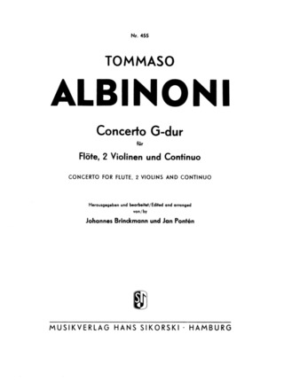 Tomaso Albinoni - Konzert G-Dur für Flöte, 2 Violinen und Basso continuo