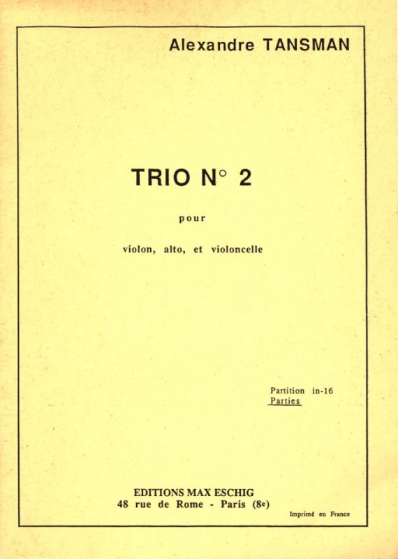 Alexandre Tansman - Trio A Cordes N 2 Pties (1938