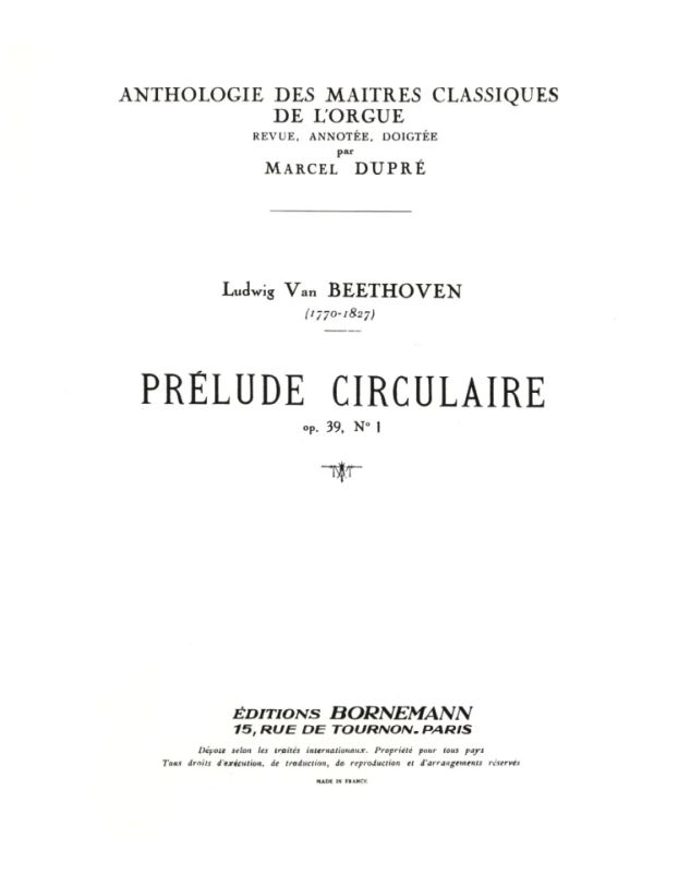 Ludwig van Beethoven - Prélude circulaire Op.39, No.1