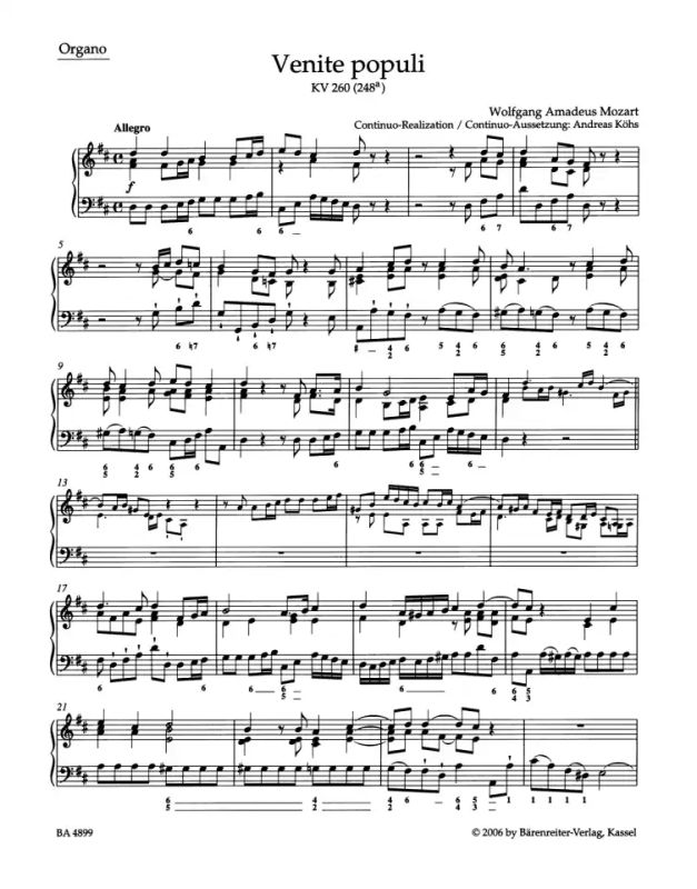 Wolfgang Amadeus Mozart - Venite populi KV 260 (248a)