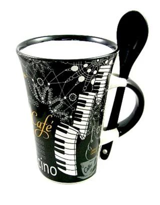 Cappuccino Mug With Spoon - Piano
