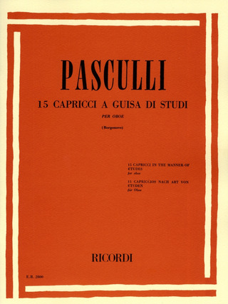 Antonio Pasculli - 15 Capricci a guisa di studi