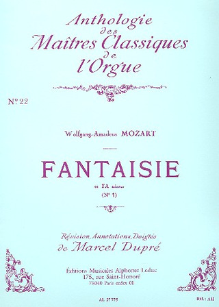 Wolfgang Amadeus Mozart - Fantaisie No.1, KV554 in F minor