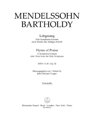Felix Mendelssohn Bartholdy - Lobgesang op. 52 MWV A 18