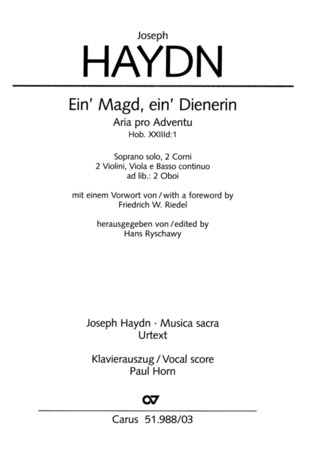 Joseph Haydn - Ein' Magd, ein' Dienerin Hob.XXIIId:1