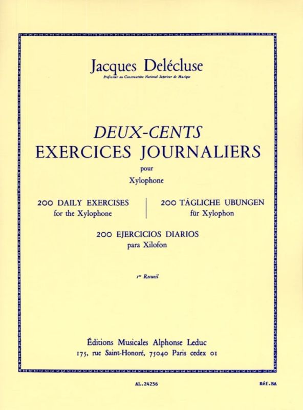 Jacques Delécluse - 200 tägliche Übungen für Xylophon 1