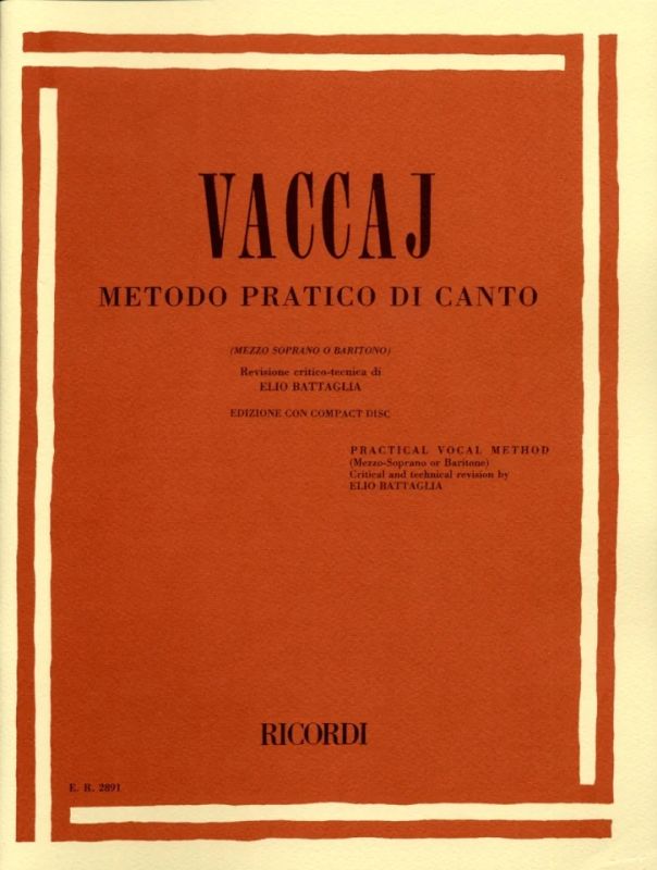 Nicola Vaccai: Metodo Pratico Di Canto (Mezzosoprano O Baritono) (0)