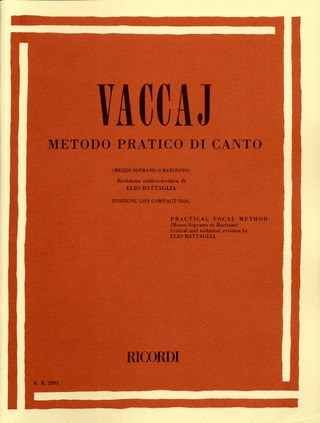 Nicola Vaccai: Metodo Pratico Di Canto (Mezzosoprano O Baritono)