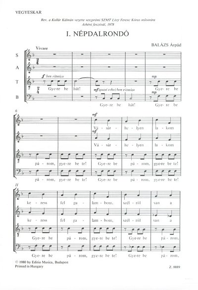 Á. Balázs: Rondo on Hungarian folksongs No. 1, GCh4 (Chpa)