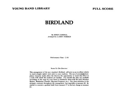 AQ: J. Zawinul: Birdland, Blaso (Part.) (B-Ware)