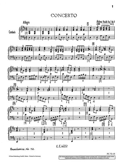 A. Vivaldi: Concerto D-Dur op. 7/11 RV 208, VlStrBc (Cemb)