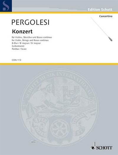 G.B. Pergolesi: Konzert B-Dur , VlStrBc (Part.)
