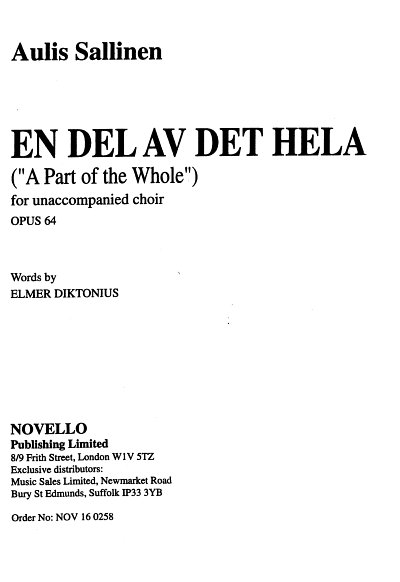 A. Sallinen: En Del Av Det Hela (A Part Of The Whole) Op.64