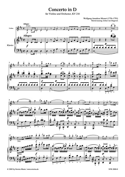 DL: W.A. Mozart: Konzert D-Dur fuer Violine und Orchester, K