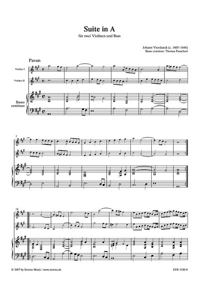 DL: J. Vierdanck: Suite in A fuer zwei Violinen und Bass