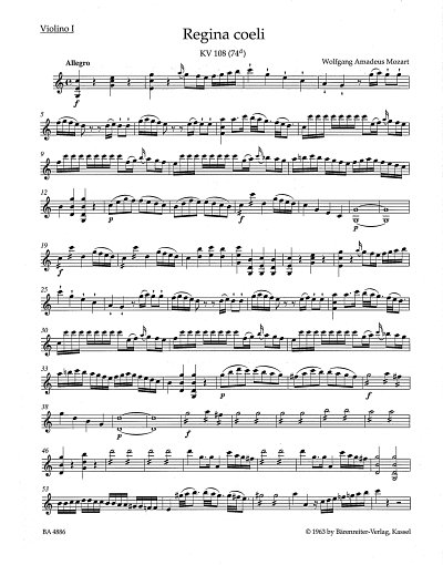 W.A. Mozart: Regina coeli KV 108 (74d), GesSGchOrch (Vl1)