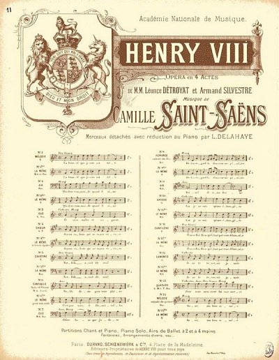 C. Saint-Saëns: Henry VIII no11 reduction de L. Delahaye