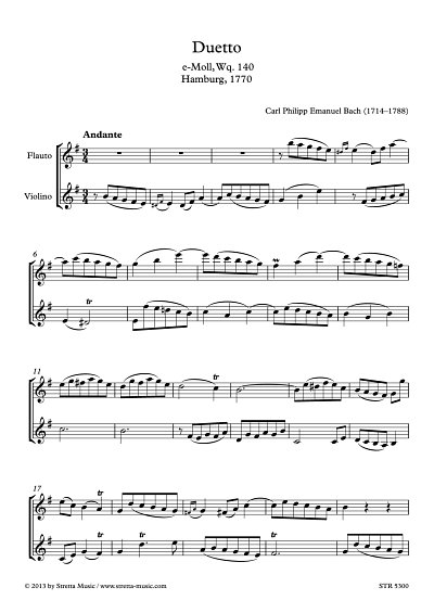DL: C.P.E. Bach: Duetto e-Moll, Wq. 140 / Hamburg, 1770
