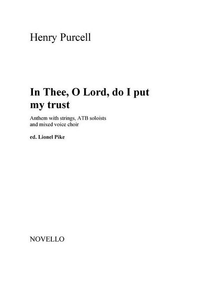 H. Purcell: In Thee, O Lord, Do I Put My Trust, GchKlav (Bu)