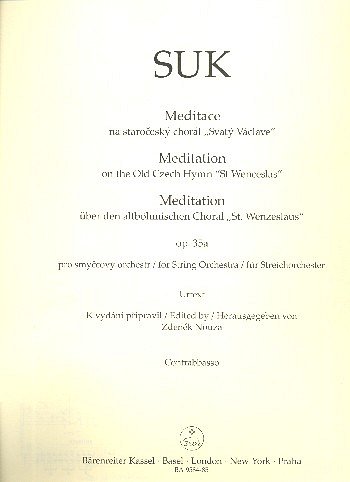 J. Suk: Meditation über den altböhmischen Choral , Stro (KB)