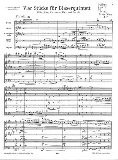 Kern, Frida: Vier Stücke für Bläserquintett op. 25