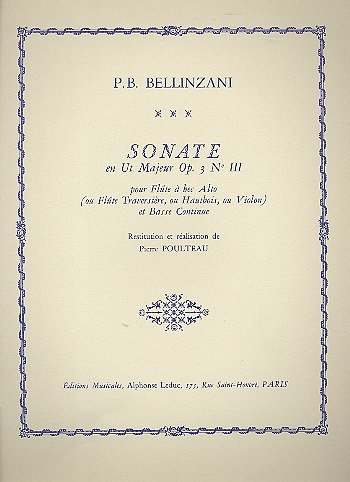 P.B. Bellinzani: Sonata Op.3, No.3 in C major (Part.)
