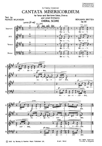 B. Britten: Cantata Misericordium op. 6, 2GesGchOrch (Part.)
