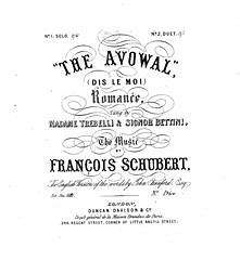 Francois Schubert, John Oxenford: The Avowal (Dis Le Moi)
