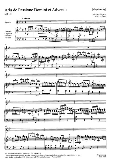 M. Haydn: Aria de Passione Domine et Ad, GsSTStrBcOrg (OrgA)