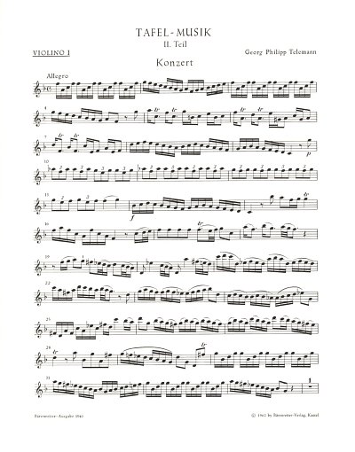 G.P. Telemann: Konzert F-Dur TWV 53:F1, 3VlStrBc (Vl1sol)