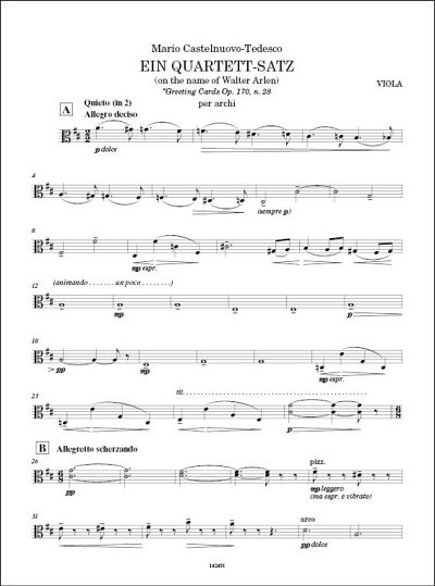 M. Castelnuovo-Tedes: Ein Quartett-Satz, 2VlVaVc (Stsatz)