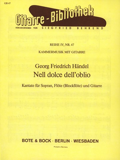 G.F. Haendel: Nell Dolce Dell'Oblio - Kantate Gitarre Biblio