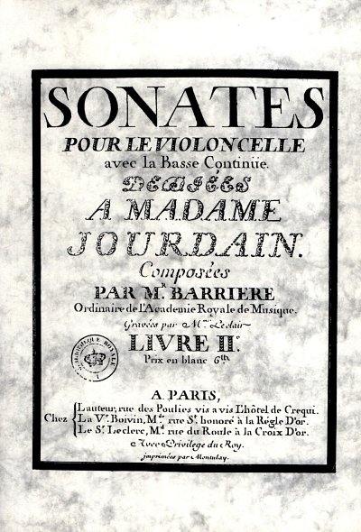 Barriere Jean Baptiste: Sonates Livre 2 Shumilov Facsimile C