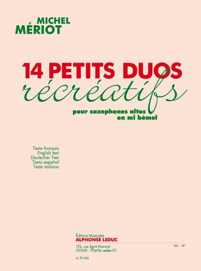 Petits Duos Recreatifs(14), 2Sax (Bu)