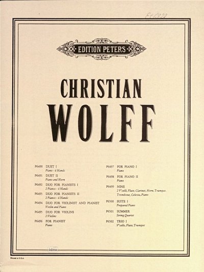 C. Wolff: For 1, 2 or 3 people