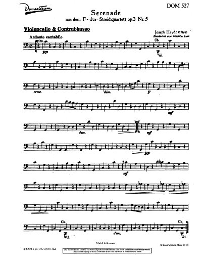 J. Haydn: Serenade op. 3/5 Hob. III:17 , Salono (VcKb)