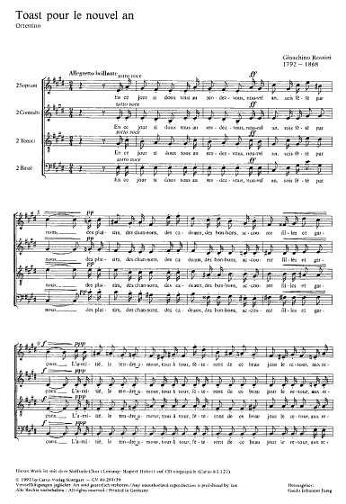 G. Rossini: Toast pour le nouvel an E-Dur (1865 (terminus ante quem)