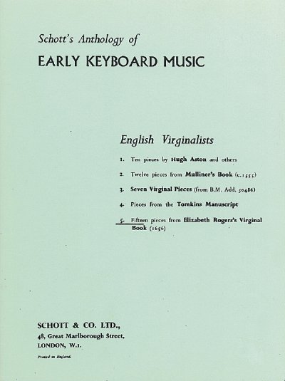 Early English Keyboard Music Vol. 5, Klav
