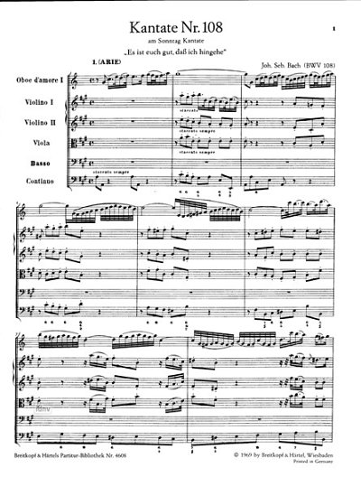 J.S. Bach: Kantate BWV 108 _Es ist euch, 4GesGchOrch (Part.)