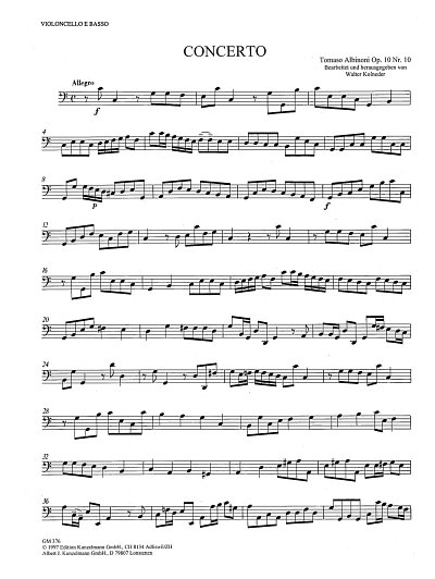 T. Albinoni: Concerto a cinque C-dur op. 10/, VlStrBc (VcKb)