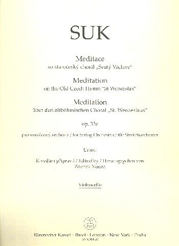 J. Suk: Meditation über den altböhmischen Choral , Stro (Vc)