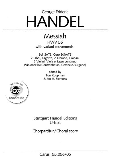 G.F. Haendel: Messiah (Messias) HWV 56, 4GesGchOrcBc (Chpa)