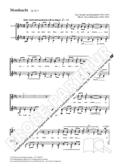 DL: H. Alexis: Mondnacht Des-Dur op. 22,5, Fch (Part.)